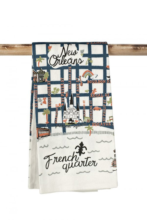 NolaCajun Kitchen Towel French Quarter Map Louisiana New Orleans Map Kitchen Gift