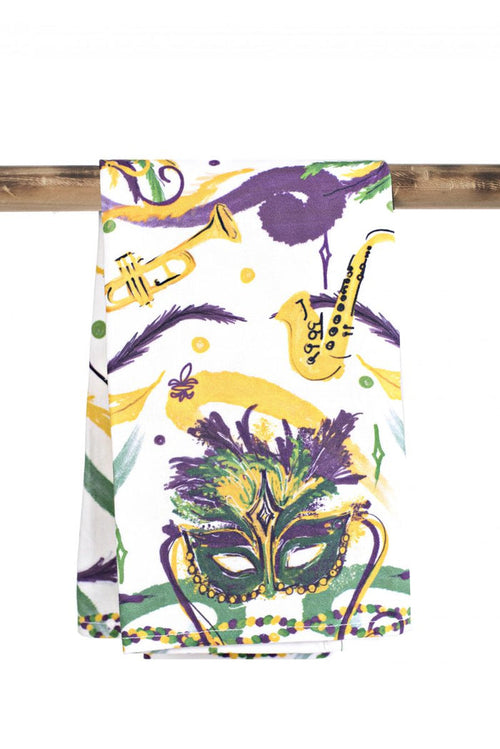 NolaCajun Kitchen Towel New Mardi Gras Mask Louisiana Mardi Gras Kitchen Decor New Orleans