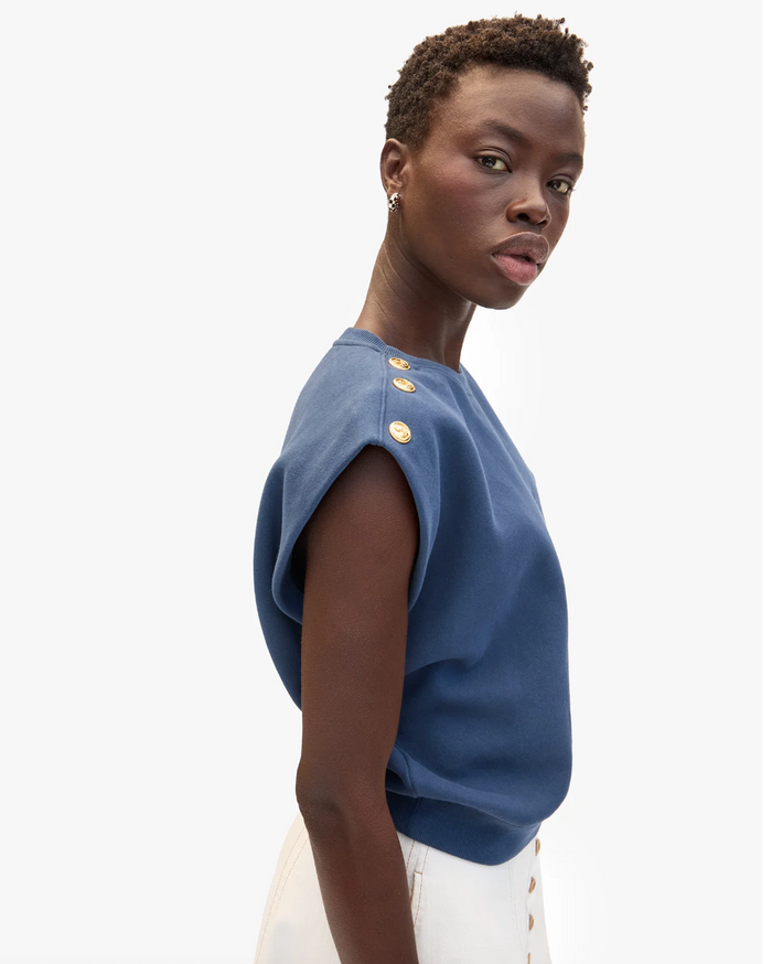 LE VEST IN NAVY W/GOLD ANCHOR BUTTON