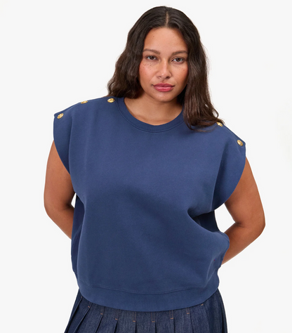 LE VEST IN NAVY W/GOLD ANCHOR BUTTON