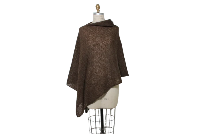 Light Wool Poncho - Brown