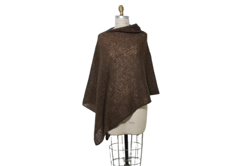 Light Wool Poncho - Brown