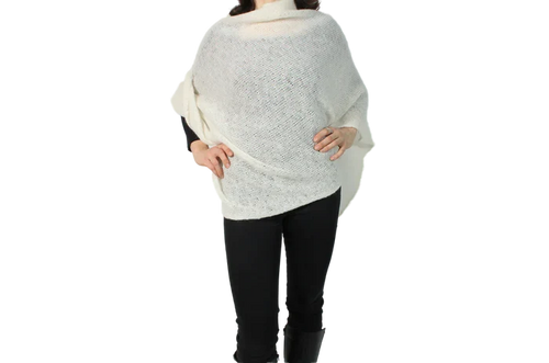 Light Wool Poncho - White