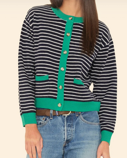 LILLIAN CARDIGAN IN NAVY STRIPE