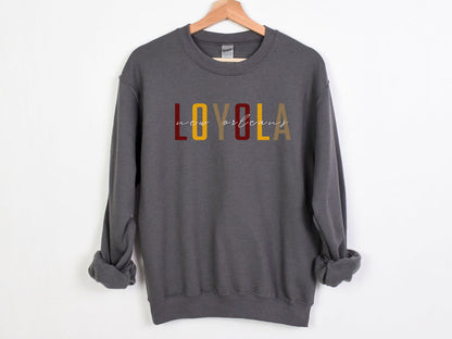 NolaCajun Loyola Sweatshirt Front View Loyola University New Orleans Louisiana Spirit