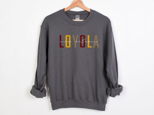 NolaCajun Loyola Sweatshirt Front View Loyola University New Orleans Louisiana Spirit