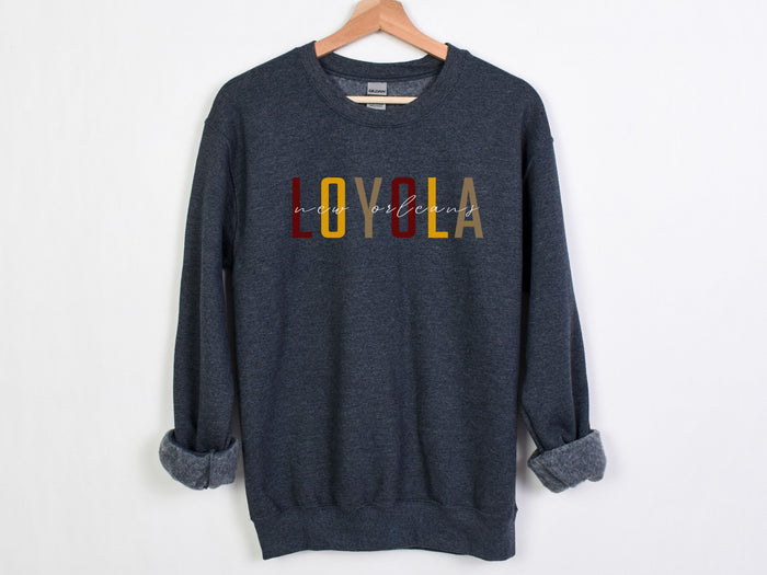 NolaCajun Loyola Sweatshirt Side View Loyola University New Orleans Gift Louisiana