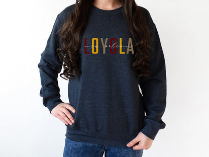 NolaCajun Loyola Sweatshirt Lifestyle View New Orleans Wolf Pack Louisiana Gift
