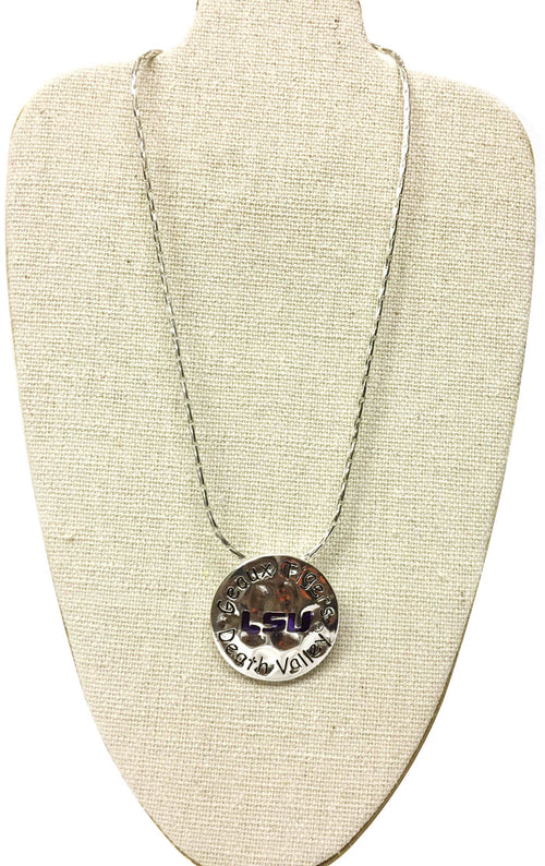 NolaCajun LSU Geaux Tigers Silver Necklace Louisiana LSU Tigers Geaux Tigers silver pendant
