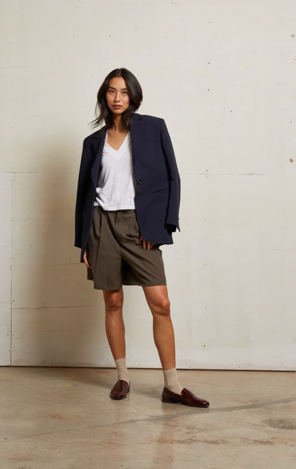 LUCY S/S TEE IN POLY LINEN - NATURAL
