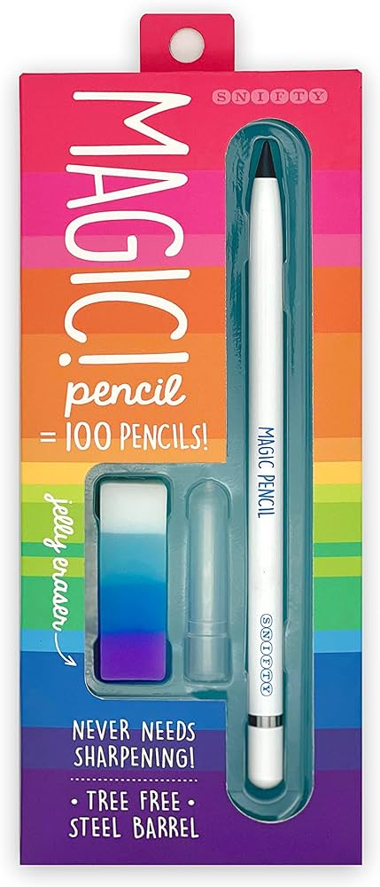 Rainbow magic pencil and eraser set in its package