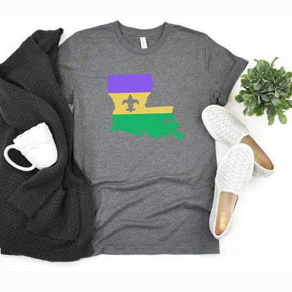 NolaCajun Mardi Gras Louisiana Flag Tshirt Color View Louisiana Mardi Gras Gift