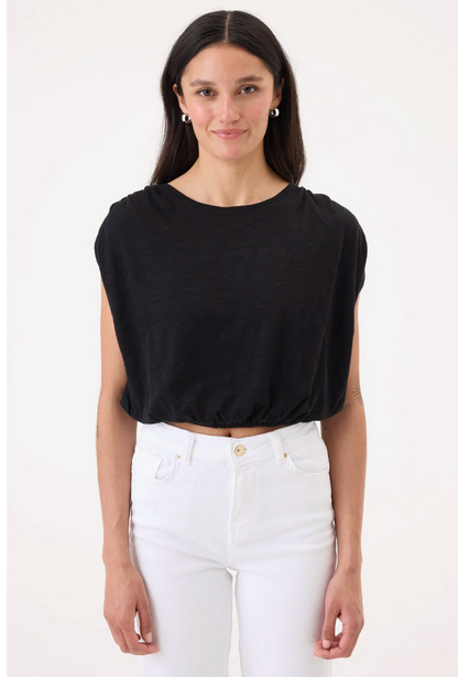 MARIANA CROPPED RUCHED TOP IN BLACK