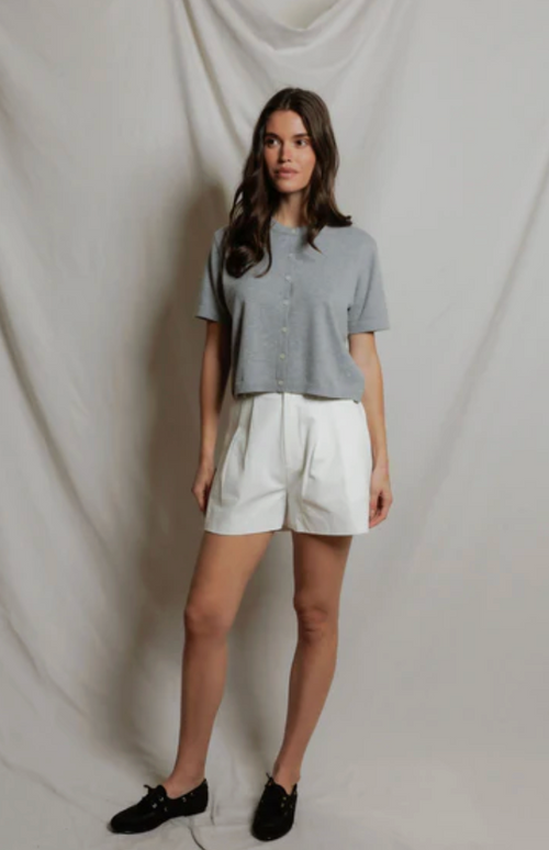 MAUDE COTTON S/S CARDIGAN IN WHITE