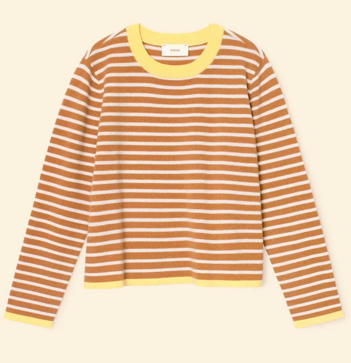 MAXWELL SWEATER IN CAMEL STRIPE