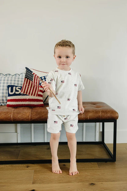 Mebie Baby Flag Button Short Set