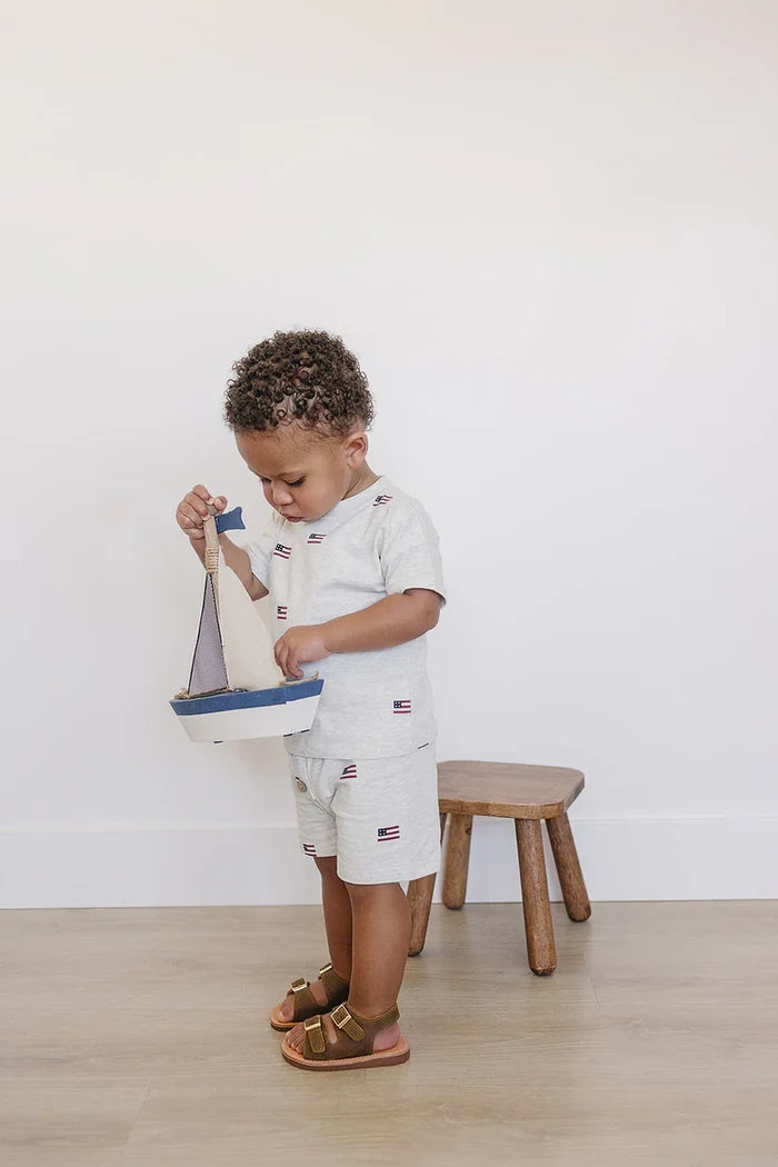 Mebie Baby Flag Button Short Set