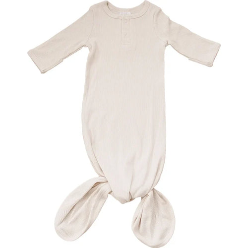 Mebie Baby Vanilla Organic Cotton Ribbed Knot Gown