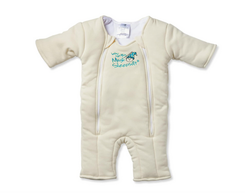 Cream baby sleepsuit with padded arms and legs