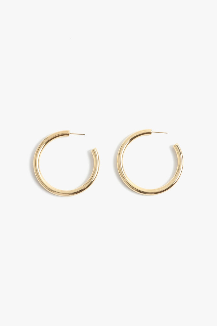 Gold 2 inch tube hoop earrings
