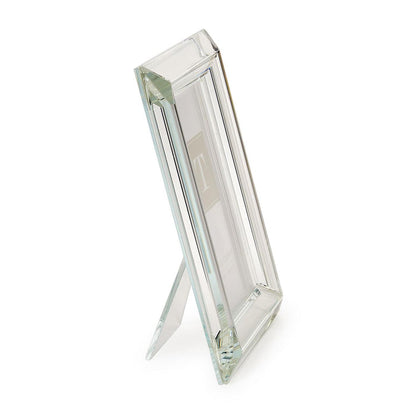 Clear crystal picture frame from the side with easel back