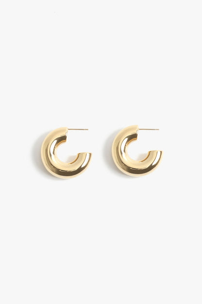 Chunky gold tube hoop earrings