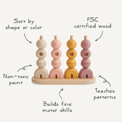 Mushie Wooden Multi Shape Stacker - Original