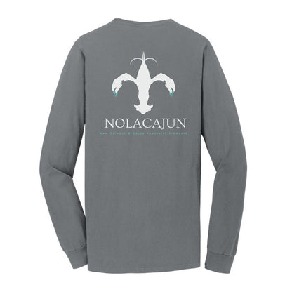 NolaCajun Long Sleeve Logo Tshirt Red Back View Louisiana Cajun Pride New Orleans
