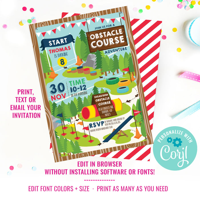 Obstacle Course Party Invitation