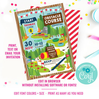 Obstacle Course Party Invitation