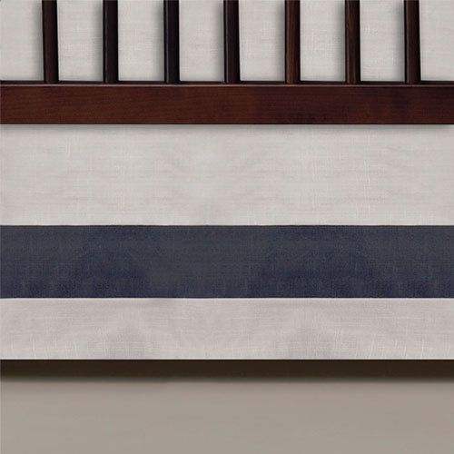 Oilo Band Crib Skirt - Linen and Charcoal
