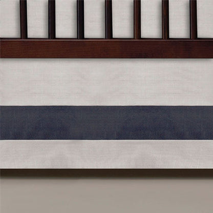Oilo Band Crib Skirt - Linen and Charcoal