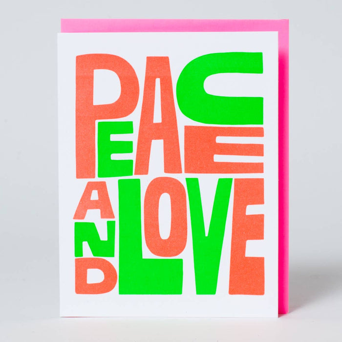 Peace & Love Holiday Letterpress Greeting Card By Ashkahn
