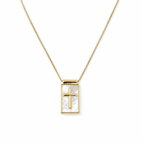 Pearl Shell Cross Necklace