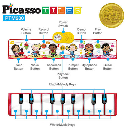 PicassoTiles PTM200 Portable Large Piano Keyboard
