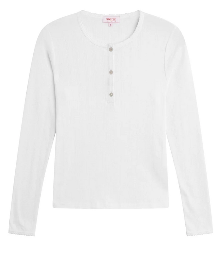POINTELLE HENLEY IN WHITE