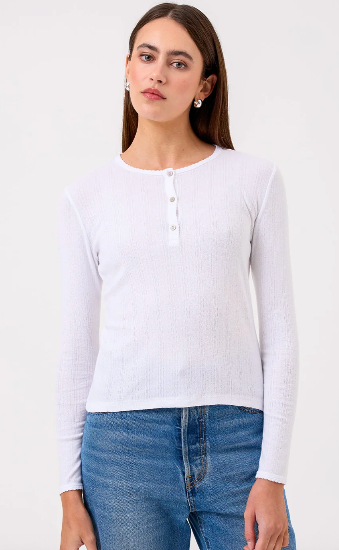 POINTELLE HENLEY IN WHITE