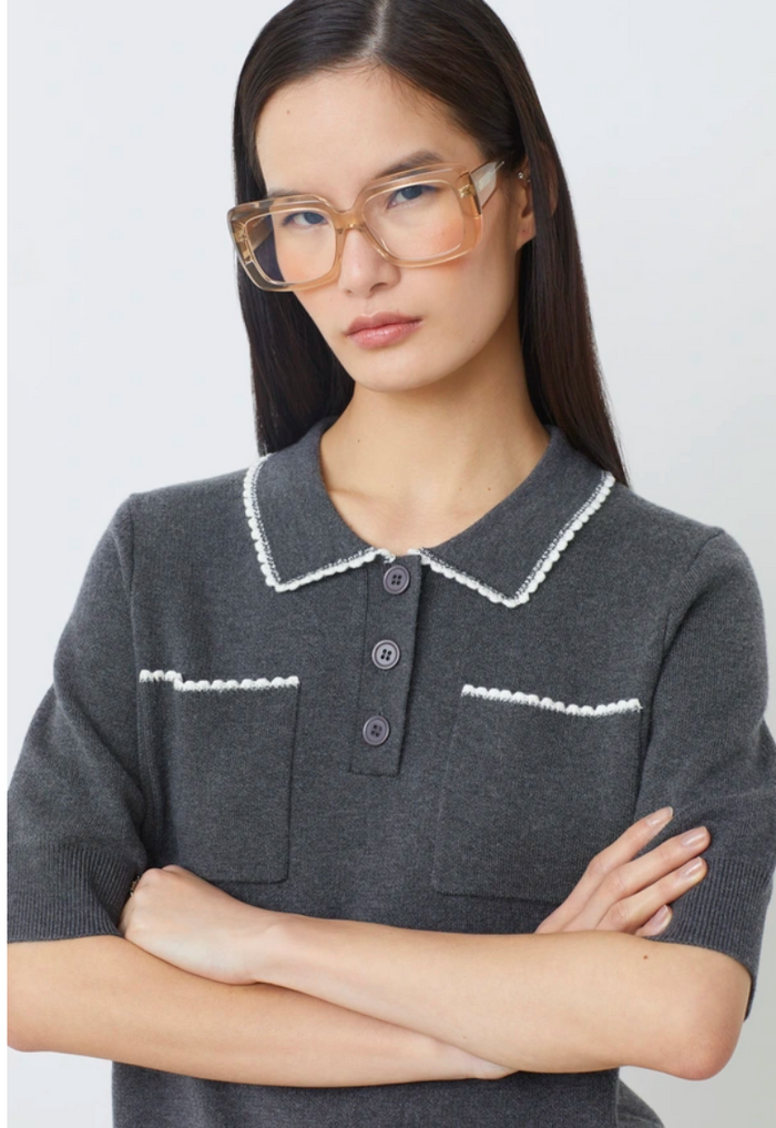 POLKA SWEATER IN CARBONE
