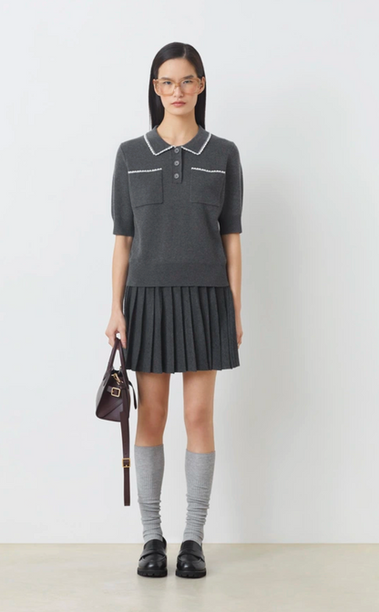 POLKA SWEATER IN CARBONE
