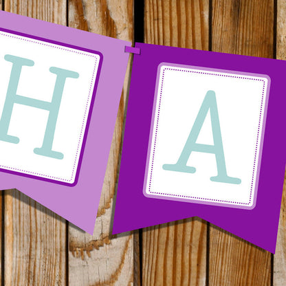 Purple Owl Party Birthday Banner