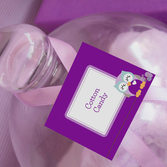 Purple Owl Birthday Party Food Labels