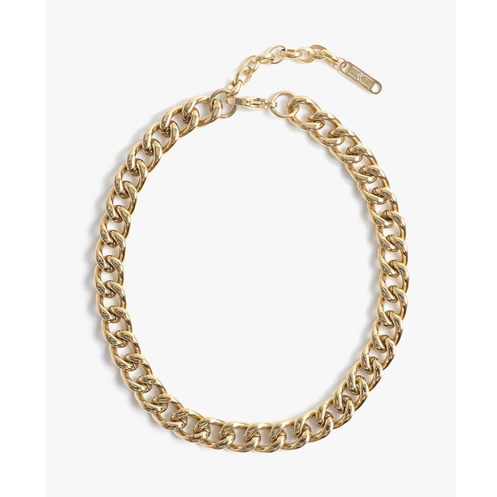 Chunky gold curb chain choker necklace