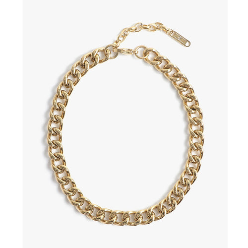 Chunky gold curb chain choker necklace