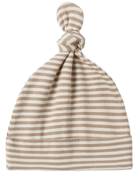 Quincy Mae Knotted Baby Hat - Almond Stripe