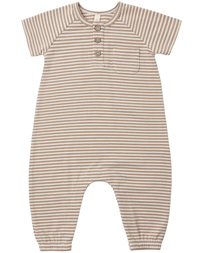Quincy Mae Short Sleeve Jumpsuit - Almond Stripe