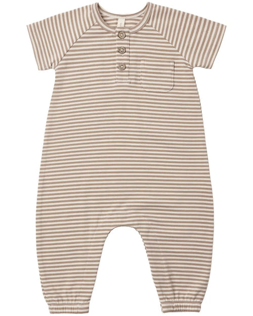 Quincy Mae Short Sleeve Jumpsuit - Almond Stripe