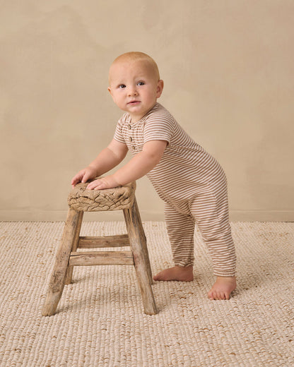 Quincy Mae Short Sleeve Jumpsuit - Almond Stripe