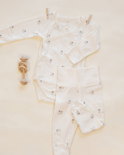 Quincy Mae Side Snap Bodysuit + Pant Set - Sheep