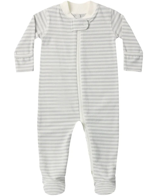 Quincy Mae Zip Long Sleeve Sleeper Footie - Cloud Stripe