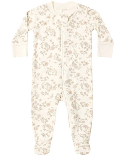 Quincy Mae Zip Long Sleeve Sleeper Footie - Floral Vine